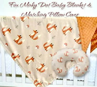 Image 1 of Fox Minky Dot Baby Blanket & Pillow Cover or Purchase Separately 