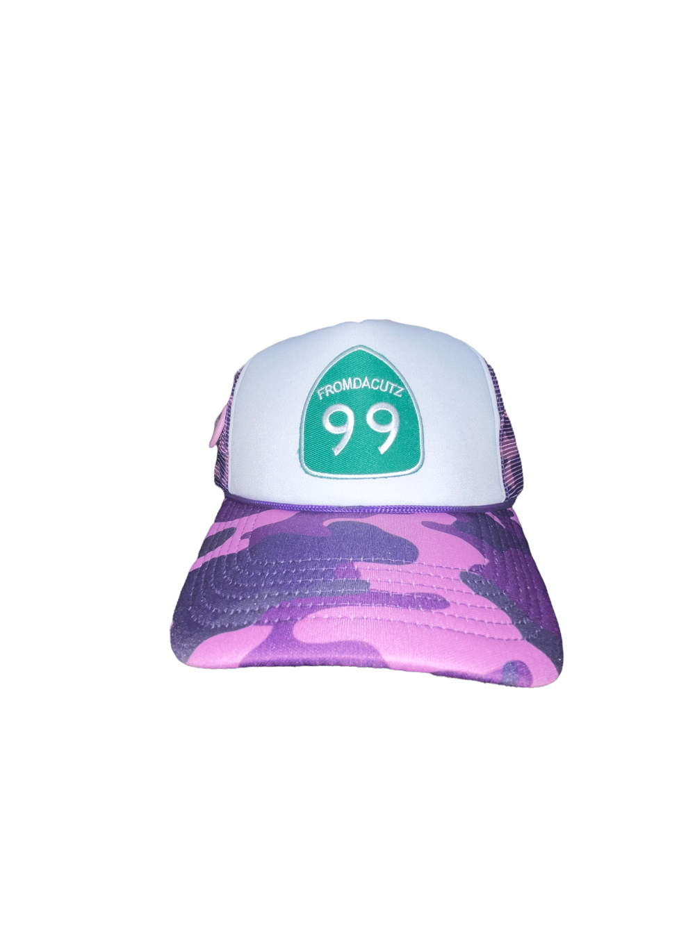 white and Purple Camo Truck 