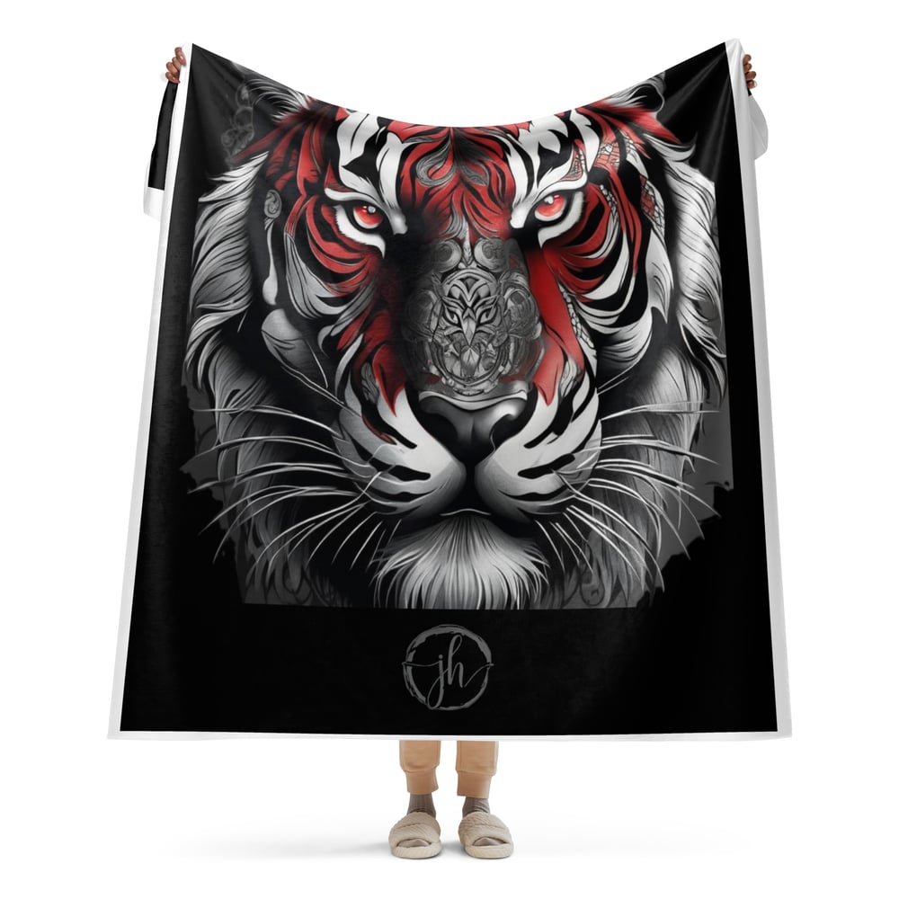 Sherpa Blanket Red and White Tiger
