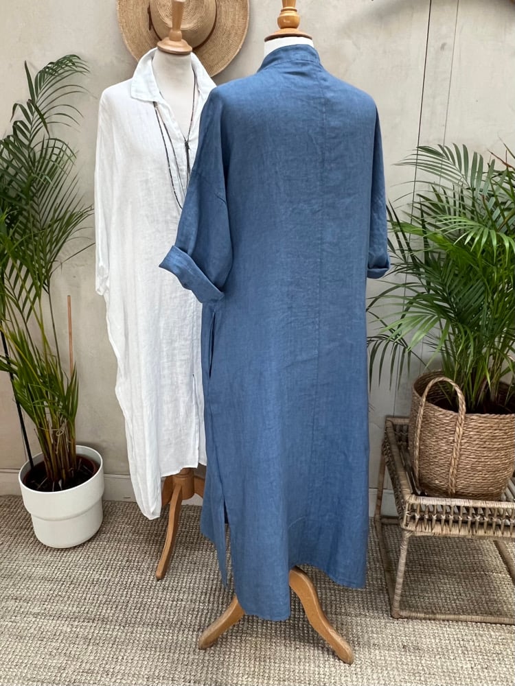 Image of Robe en lin Cybèle Bleu Orage