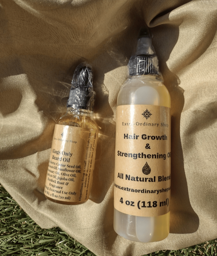 Image of Hair Growth & Strengthening Oil (Squeeze Bottle) 4 oz + Beard Oil 1 oz