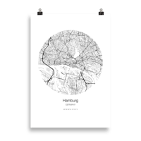 Image 1 of Hamburg Map - Poster