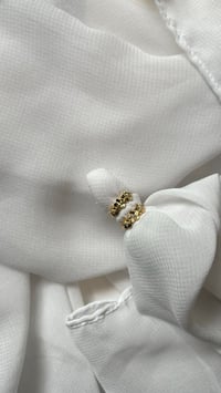 Image 2 of 24K Gold Filled Flower Huggie Earrings – Cubic Zirconia