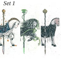 Image 1 of Set 1 - Carousel of Nightmares - Michael / Ghostface / Pinhead Horse 9x7 Signed Art Prints