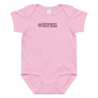 Image 1 of Baby jersey bodysuit with Orthodox saying