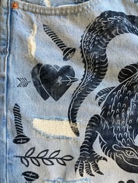 Image 5 of 'That’s What I Love' Custom Blockprinted Distressed Denim Shorts