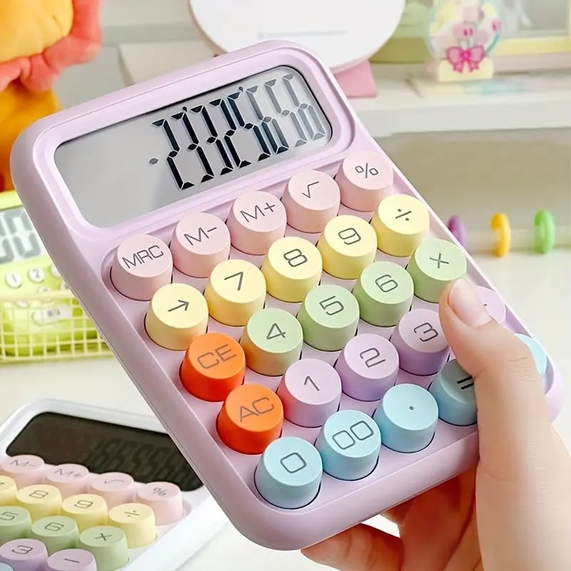 Image of 1pc Keyboard Calculator Office 12-digit Mechanical Calculator Cute Candy Color Calculator  Battery n