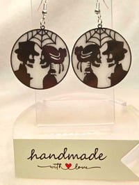 Image 1 of Handcrafted Resin Glow In The Dark Skeleton Couple Earrings 