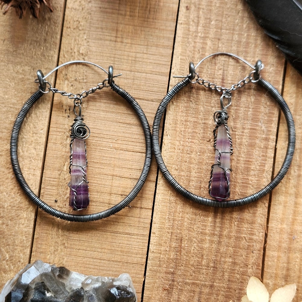 Image of Amethyst & Steel earrings