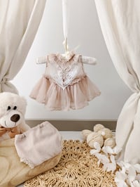 Image 1 of Newborn Photo Prop Set | Pastel Girl Outfit for Photoshoot | April | pastel beige
