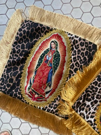Image 2 of Virgin Leopard Fringe Cushion Cover with gold fringing