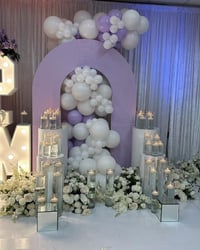 Image 1 of Lavender Stand with an opening in the middle as in picture with balloons and Floating candles 