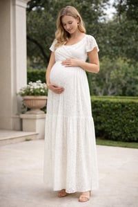Wedding Season Ivory Lace Maternity Maxi Dress