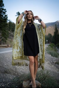 Image 1 of Crushin' On You Velvet Kimono- Olive