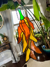 Image 4 of Yellow and Orange Stained-Glass Chili Peppers - Handmade Kitchen Window Art Decor