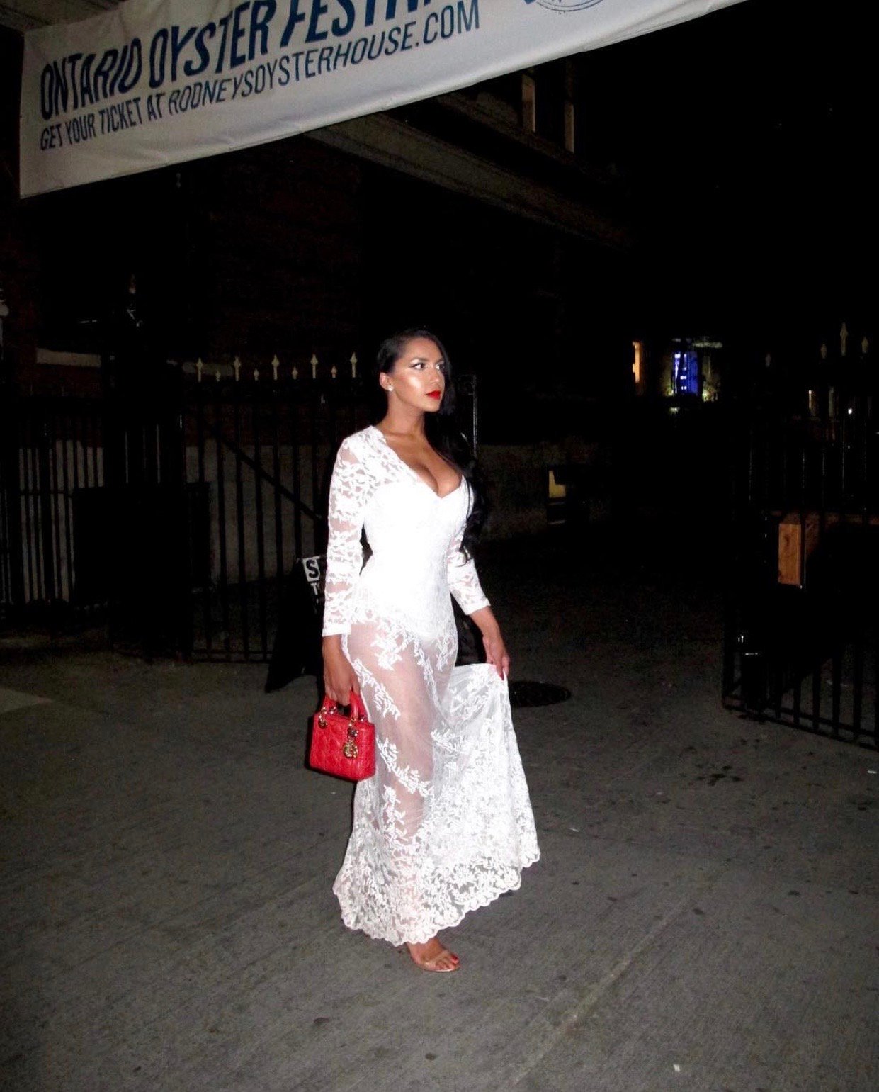 Image of WHITE LACE APPLIQUÉ MAXI DRESS (SMALL)