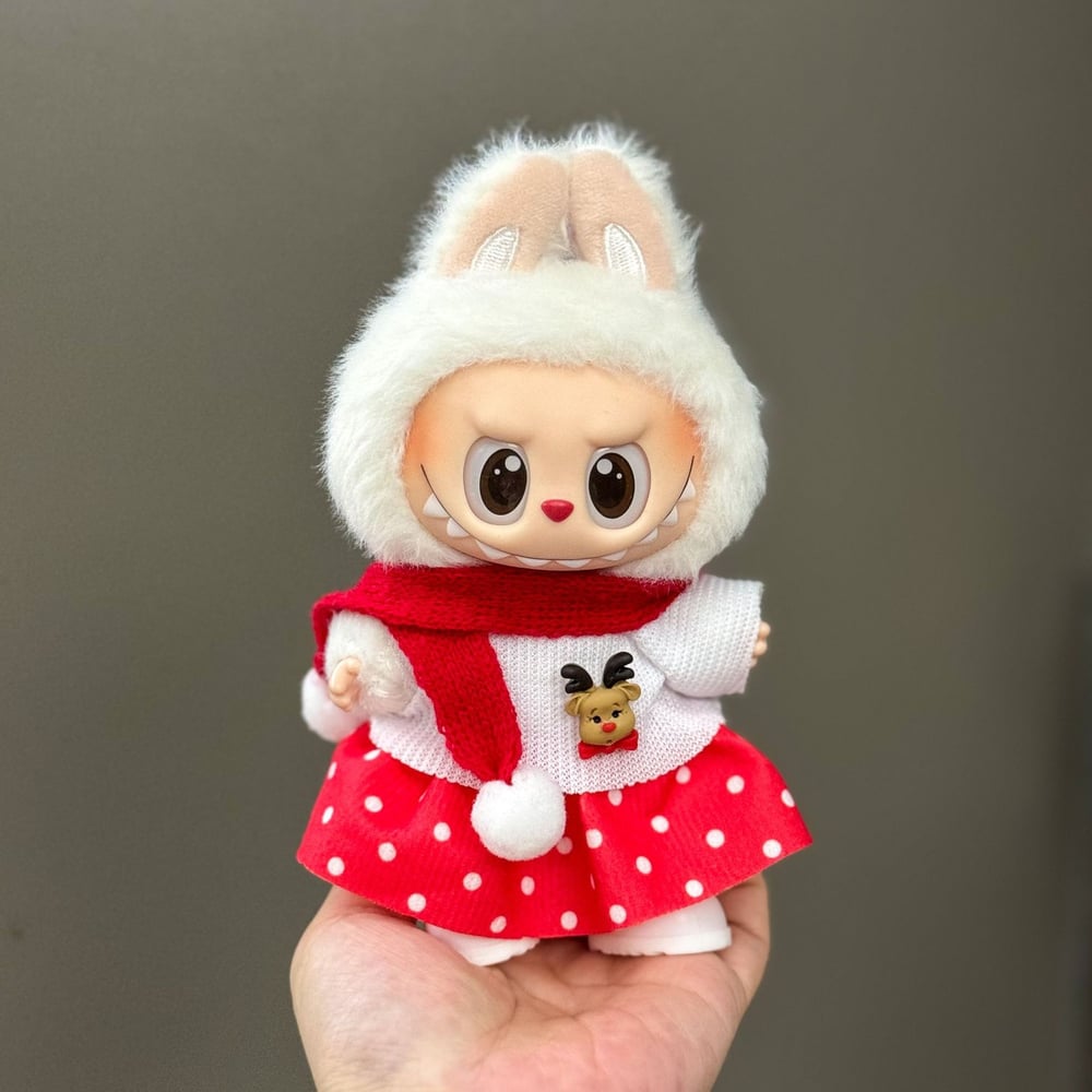 Image of Labubu  Doll Christmas Outfit - Festive Holiday Costume Set, Cute Plush Santa Dress with Accessories