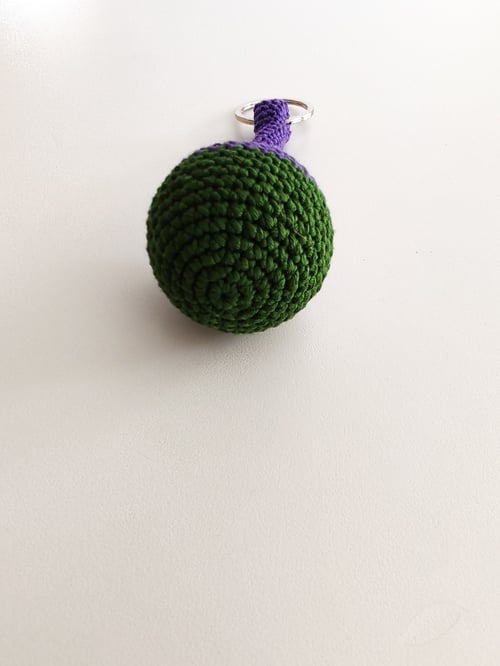 Image of Crochet Keychain in purple and green