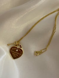 Image 1 of Diamond gold heart key necklace