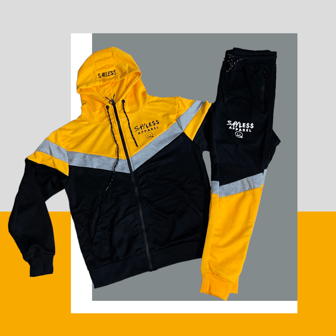 Black and store yellow sweatsuit