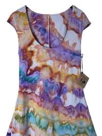 Image 2 of XS Stretch Knit Fit and Flare Midi Dress in Earthy Agate Ice Dye