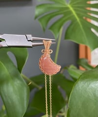 Image 1 of Gold Sunstone Moon Crystal Necklace
