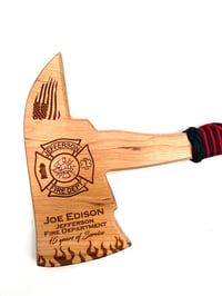 Image 4 of Firefighter Axe Award Custom Laser Engraved Cherry Wood