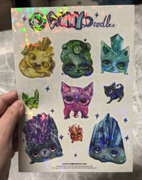 Image 2 of GEMMY DOODLES™️ Series 1 STICKER SHEET with Shimmer Ice Sparkle Effect! 