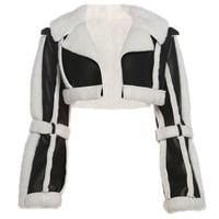 Image 9 of Weird Puss Furry Patchwork Women Crop Jacket