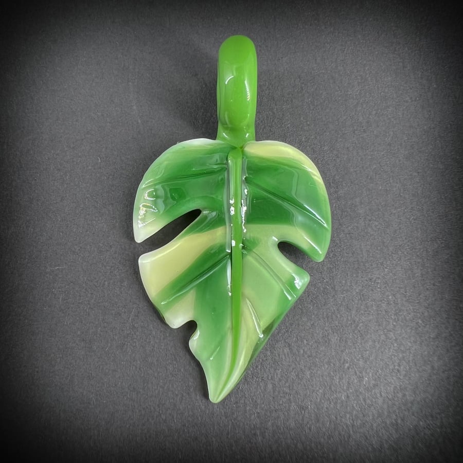 Image of Small Varigated Monstera Leaf Pendant 2