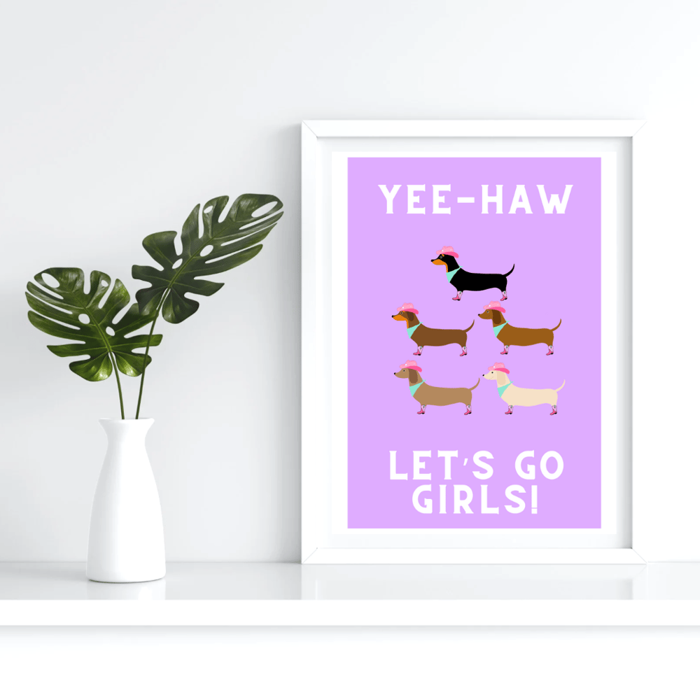 Image of YEE HAW Colour Dachshund Print