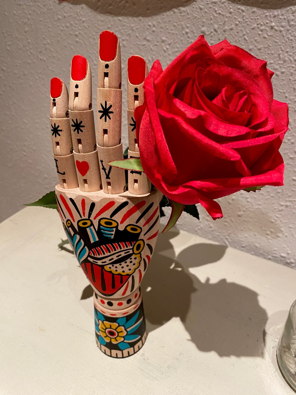 Hand with Rose / Acrylic on wood