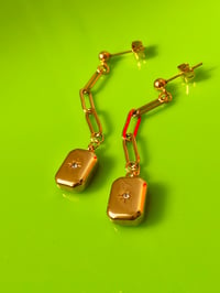 Image 1 of SOLID RECTANGLE CHAIN DROP EARRINGS 