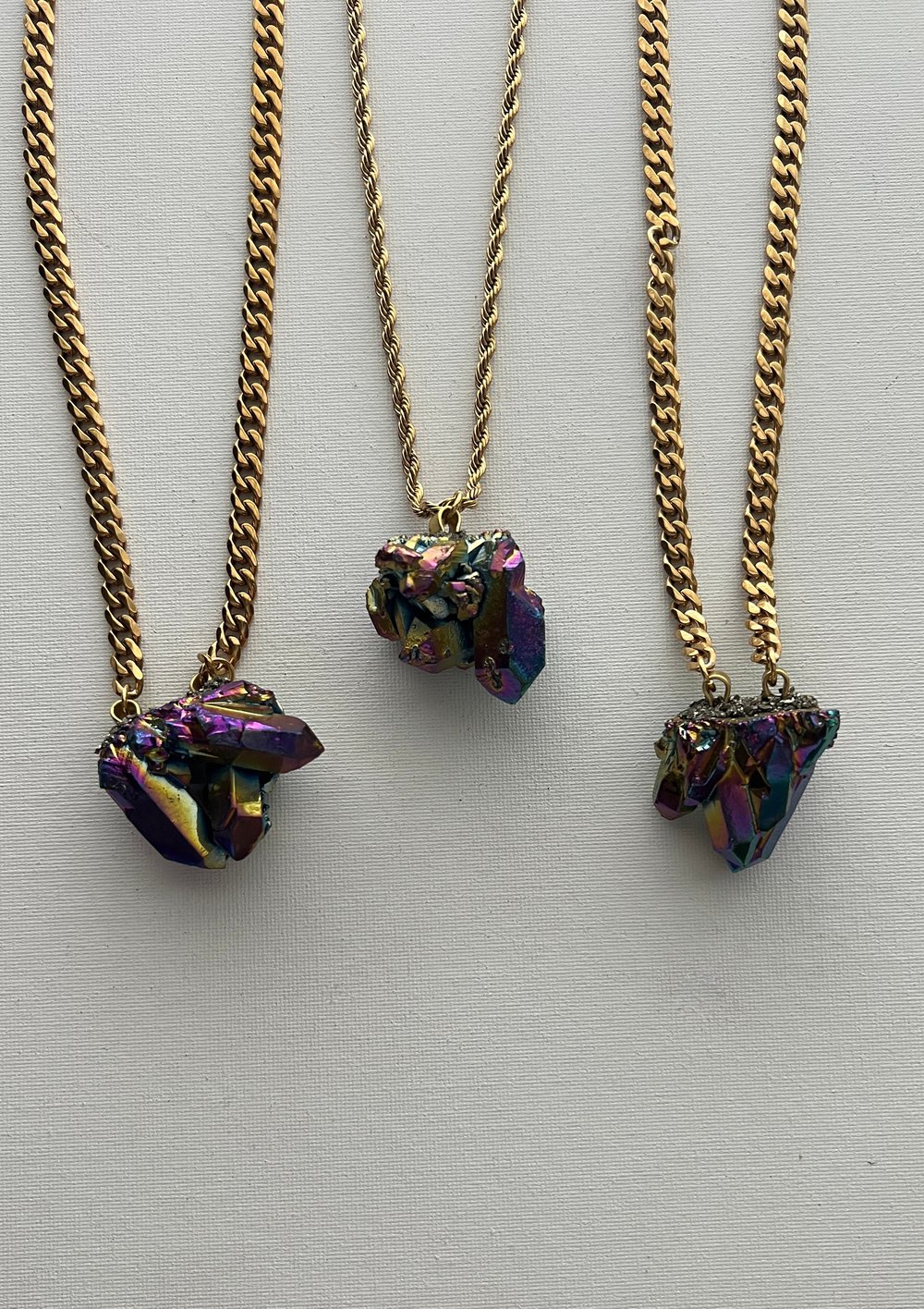Image of FAIRY BERRIES 3 • Aura Quartz Crystal Necklace