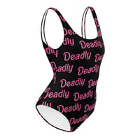 Image 4 of One-Piece Swimsuit "Deadly Barbz" (Black)