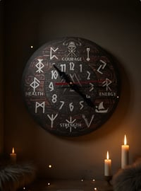 Image 1 of Viking Rune Wall Clock for Strength & Courage