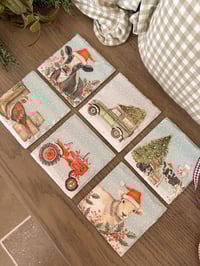 Image 1 of Christmas on the farm slate coasters ( set of 6 )