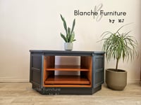 Image 5 of TV / Media Stand with shelves and Cabinet doors in Grey, By Nathan
