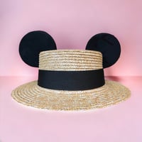 Image 1 of Straw Boater Black Ears