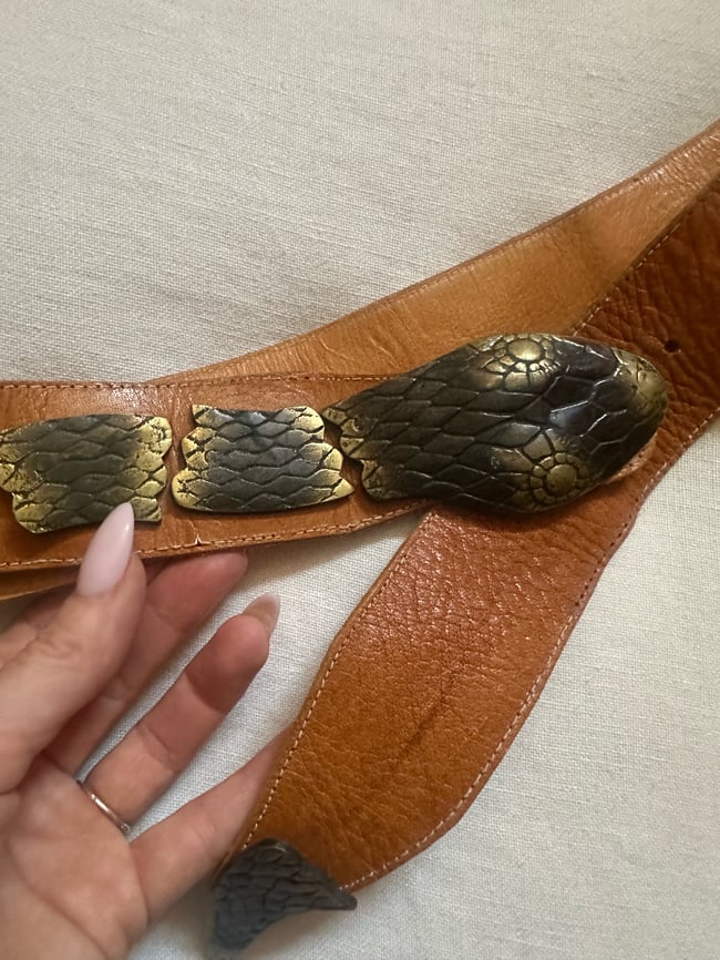 70s leather and metal SNAKE belt 