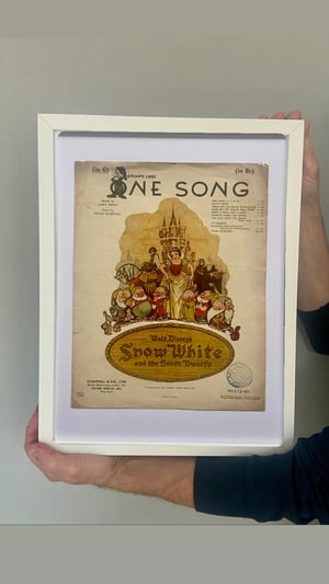 Image of Snow White c1937, framed vintage sheet music of 'One Song'
