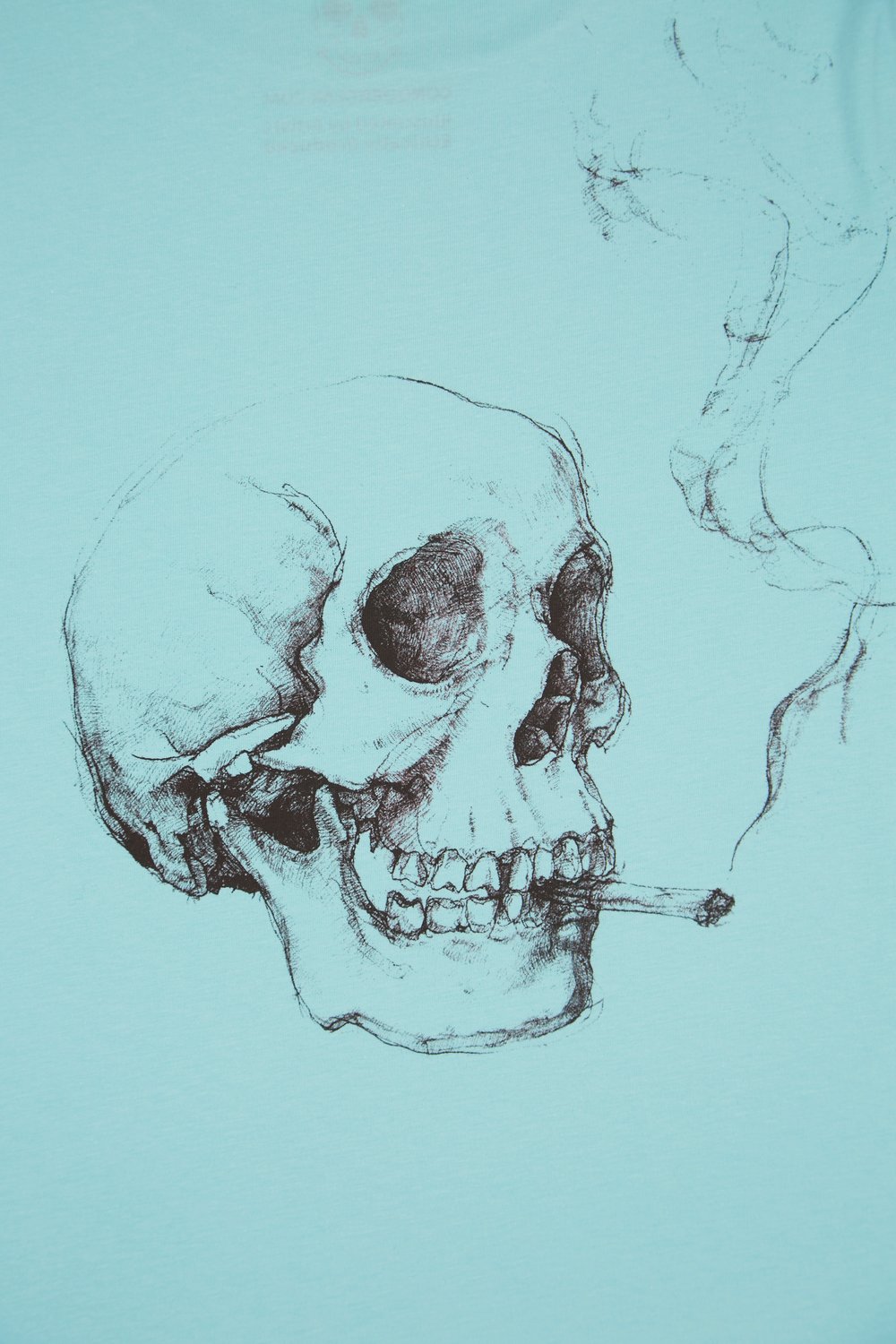 Smoking Skull Women's Turquoise 'Back Print' Roll T (Organic)