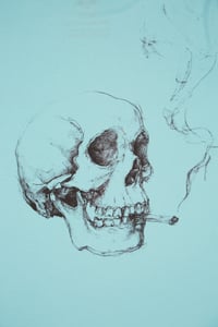 Image 3 of Smoking Skull Women's Turquoise 'Back Print' Roll T (Organic)