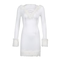 Image 4 of Furry Hooded Dress - Casual Women's Outfit with Hooded Design and Comfortable Fit - Womenswear
