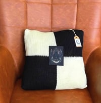 Image 5 of Knitted Cushion Wednesday Design, Cover & Insert, Handmade 18” x 18”
