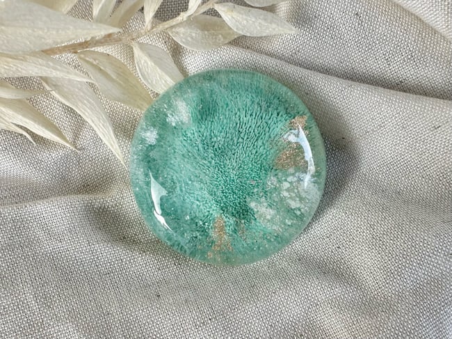 Lunar Droplet Brooch - Pale Aqua & Gold