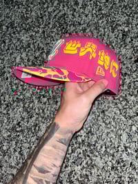 Image 1 of HOT PINK BRIM  TRI TONE ATLANTA BRAVES CUSTOM FITTED