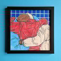 Image 1 of 'HAUFEN ARBEIT' original illustration  (21x21cm, frame incl.)