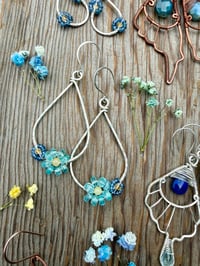 Image 6 of Large Spring Bouquet Earrings with Sapphire & Apatite