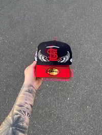 Image 2 of  GREEN BRIM TRI TONE ST LOUIS CARDINALS CUSTOM FITTED CAP
